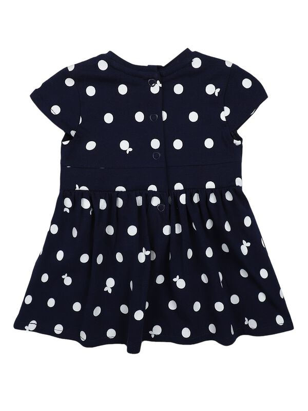 Girls White & Blue Short Sleeve Knitted Dress image number 1